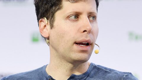 OpenAI chief executive Sam Altman speaking on stage