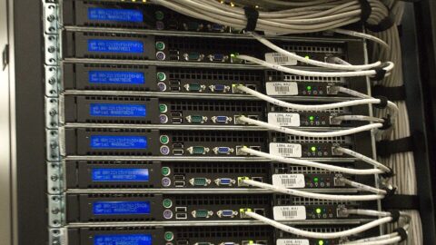 Compute racks at the NERSC data centre. Photo: CC0 1.0, via Wikimedia Commons.