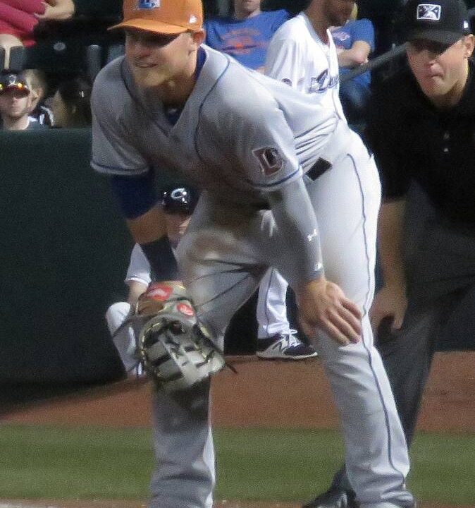 Jake Bauers of the Milwaukee Brewers on the basepaths during a game